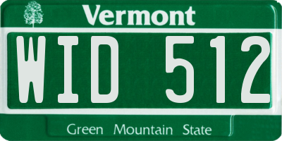 VT license plate WID512