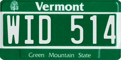 VT license plate WID514
