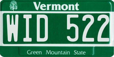 VT license plate WID522