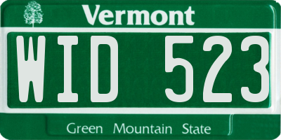 VT license plate WID523