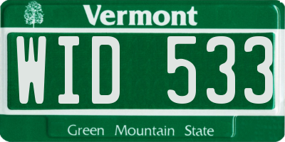 VT license plate WID533