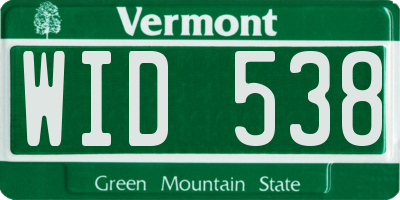VT license plate WID538