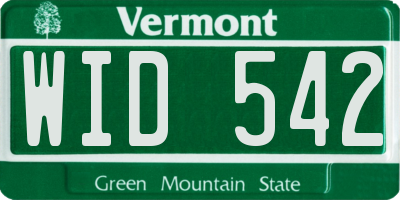 VT license plate WID542