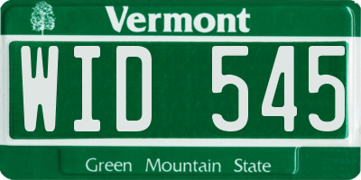 VT license plate WID545