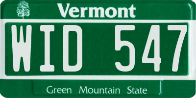 VT license plate WID547