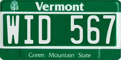 VT license plate WID567