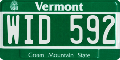 VT license plate WID592