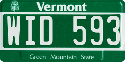 VT license plate WID593