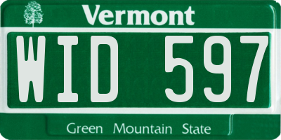 VT license plate WID597