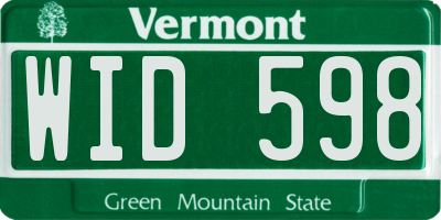 VT license plate WID598