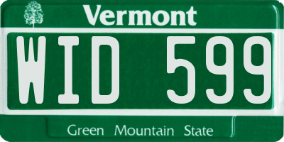 VT license plate WID599