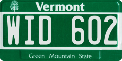 VT license plate WID602