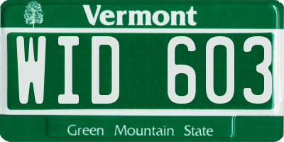 VT license plate WID603