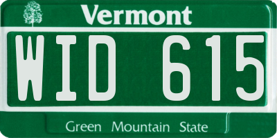 VT license plate WID615