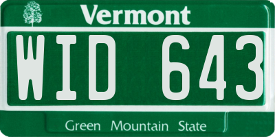 VT license plate WID643