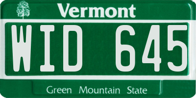 VT license plate WID645