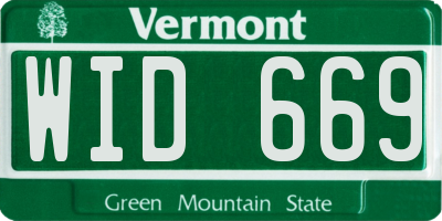 VT license plate WID669