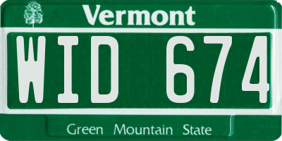VT license plate WID674