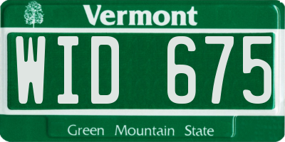 VT license plate WID675
