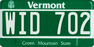 VT license plate WID702