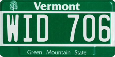 VT license plate WID706