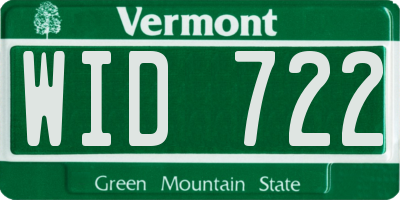 VT license plate WID722