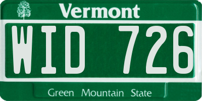 VT license plate WID726