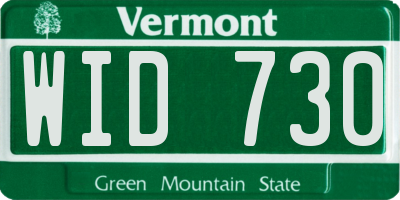 VT license plate WID730