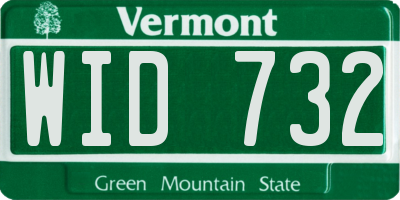 VT license plate WID732