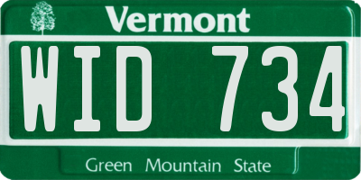 VT license plate WID734