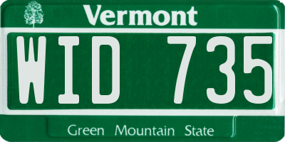 VT license plate WID735