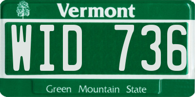 VT license plate WID736