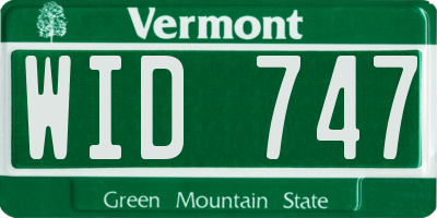 VT license plate WID747