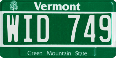 VT license plate WID749