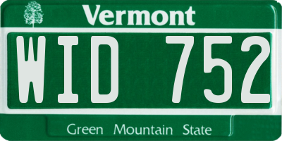 VT license plate WID752