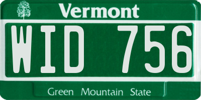 VT license plate WID756