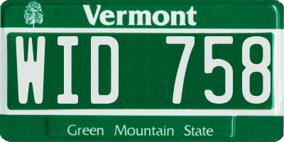 VT license plate WID758