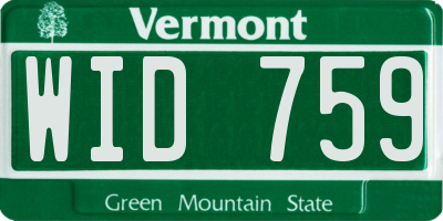 VT license plate WID759