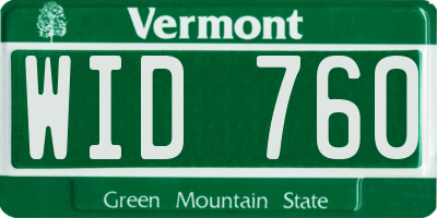 VT license plate WID760
