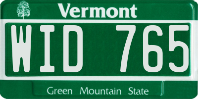 VT license plate WID765