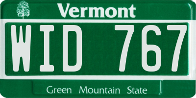 VT license plate WID767