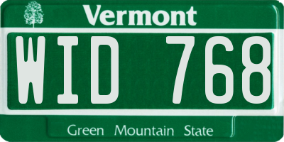 VT license plate WID768