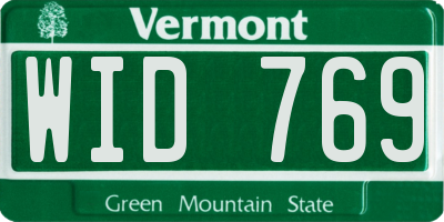 VT license plate WID769