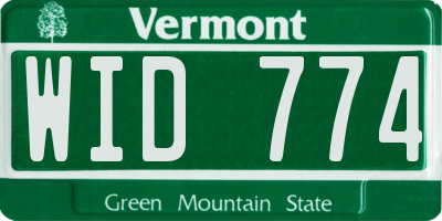 VT license plate WID774