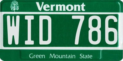 VT license plate WID786