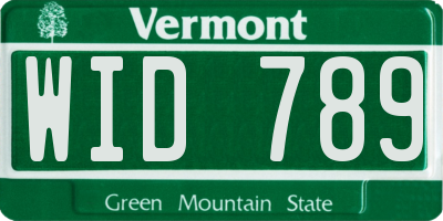 VT license plate WID789