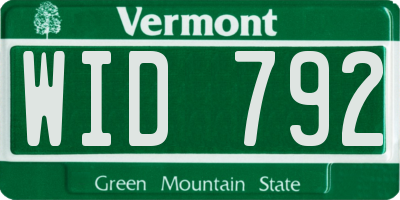 VT license plate WID792