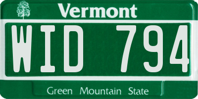VT license plate WID794