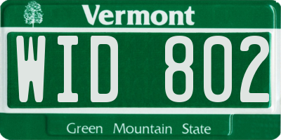VT license plate WID802