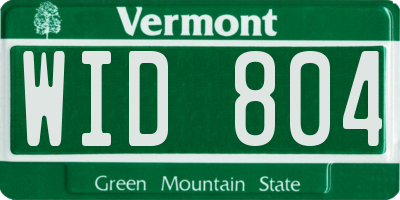 VT license plate WID804